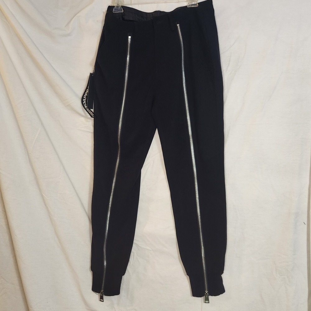 NWT TACKMA Double Zipper 90s Y2K Cyber Goth Punk Bondage Jogger Pants Size 32